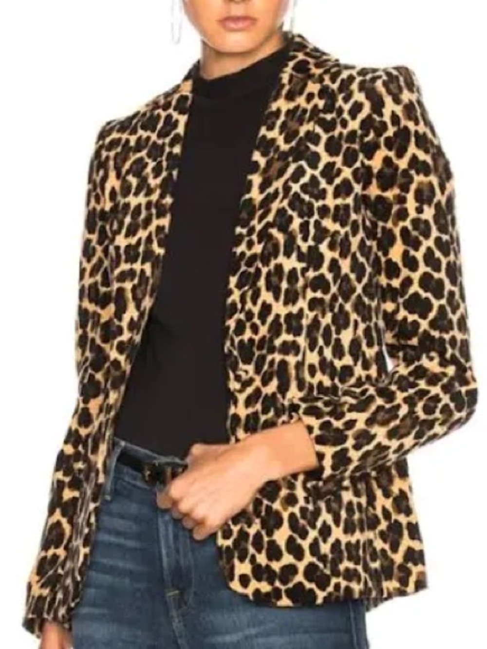 Frame Cotton Velvet Leopard Print Blazer - Picture 1 of 6